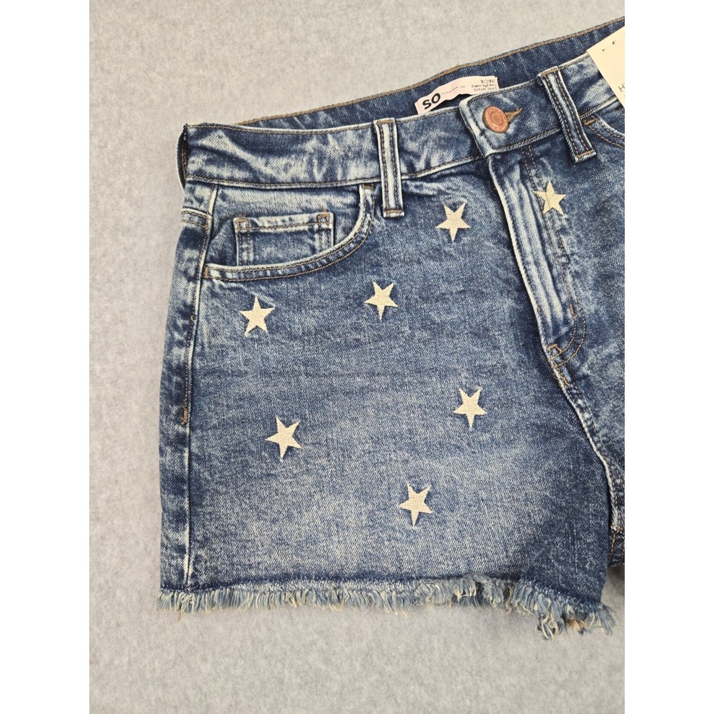 So Jean Shorts Womens Size 9 Junior Denim High Rise Cut Off w/Stars Denim NEW - Picture 2 of 6